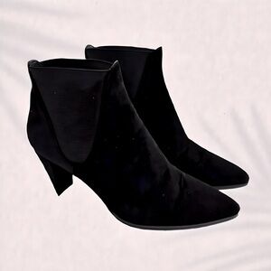 Stuart Weitzman Black Suede Chelsea Ankle Booties